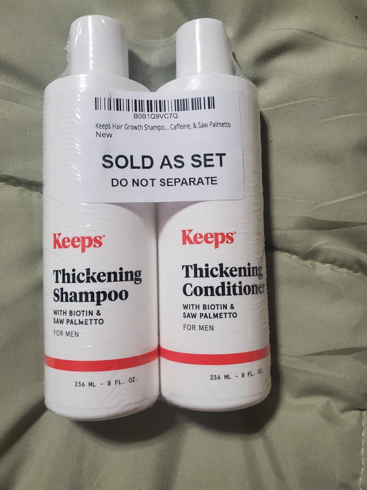Keeps, Men's Hair Thickening Shampoo & Conditioner Bundle, 8oz each, sealed