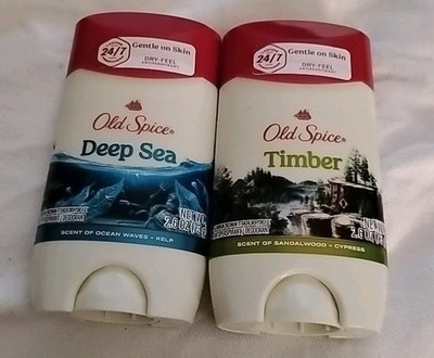 Lot of 2 Old Spice Dry Feel Antiperspirant Deodorant Deep Sea/Timber  2.6oz 