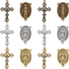 1 Box 60Pcs 6 Styles Rosary Cross Charms Crucifix Charm Easter Holiday Antique S
