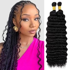 Long Curly Braiding Hair 18 Inch 2 Packs Ocean Wave Crochet Hair for Black Wo...