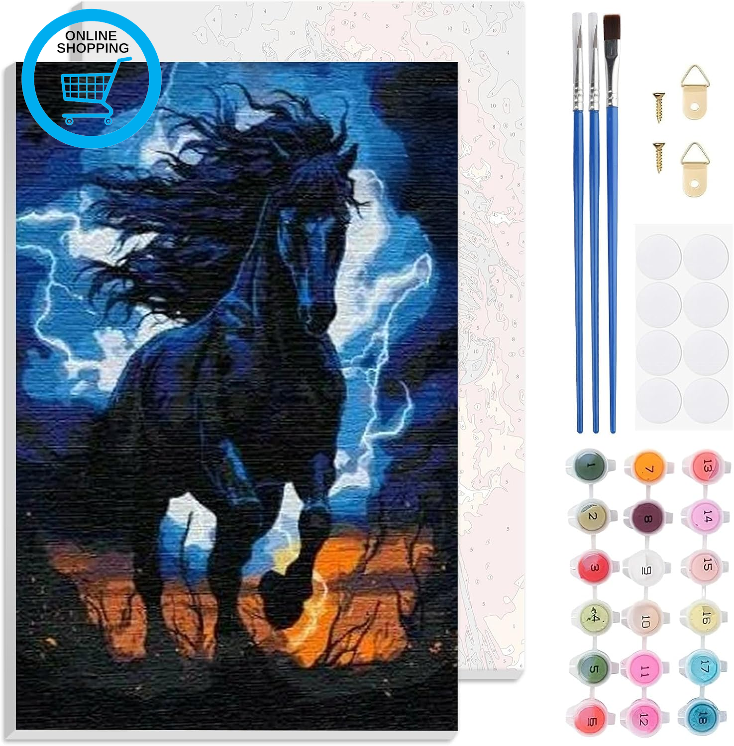 Horse Framed Paint by Numbers Kit for Adults - Animals Paint by Numbers Kits on