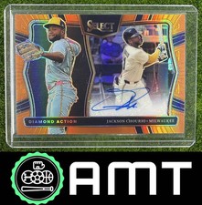 Jackson Chourio 2025 Panini Select 15/75 Diamond Action Auto Orange Brewers