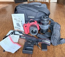 Canon EOS Rebel T6 1300D DSLR 18-55mm  75-300mm Lenses Kit Bag Charger Battery
