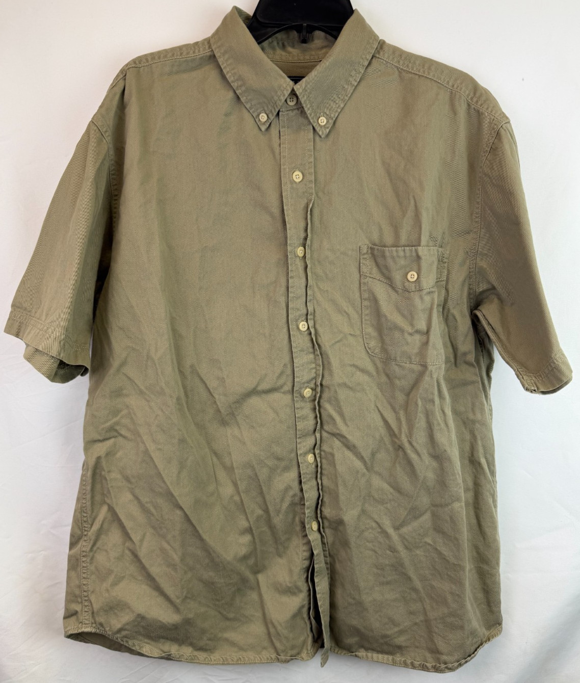 Basic Editions Short Sleeve Button Down Beige Men… - image 1