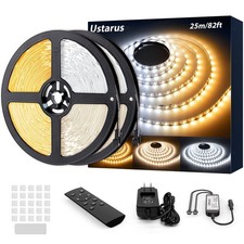 White LED Strip Lights 82ft 24V Dimmable 3000K-6000K LED Tape Rope Light with...