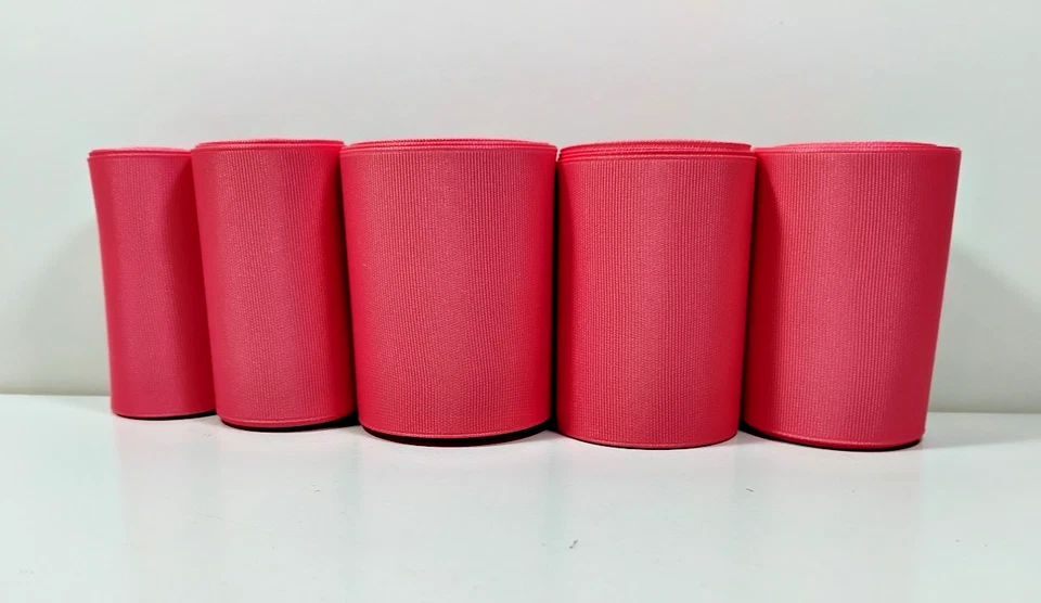 Cinta de grosgrain rosa sandía 3" de ancho x 15+ yardas poliéster marca Schiff Foto 2 de 3
