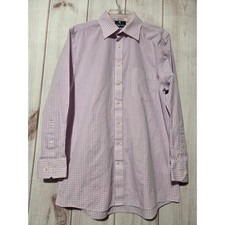 Stafford Travel Fitted Purple Gingham Dress Shirt Mens 16 32-33 Easy Care