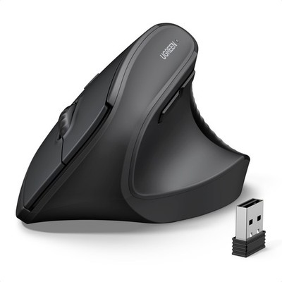 UGREEN Ergonomische Kabellose Maus, Bluetooth Bluetooth + 2,4 GHz USB, Schwarz