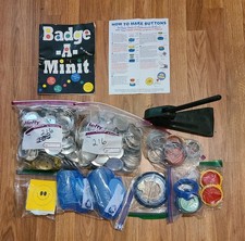 Vtg Badge-a-Minit 2 1/4" Button Making Kit Blank Buttons Tools BADGE A MINIT