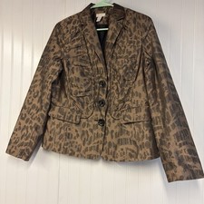 Chico  s Leopard Print Button-Up Jacket Size 1 Medium Animal Print