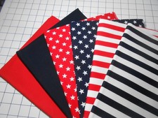 Patriotic Red White Blue Stripe Star Solid Cotton Fabric U Pick 1 Yard each  15