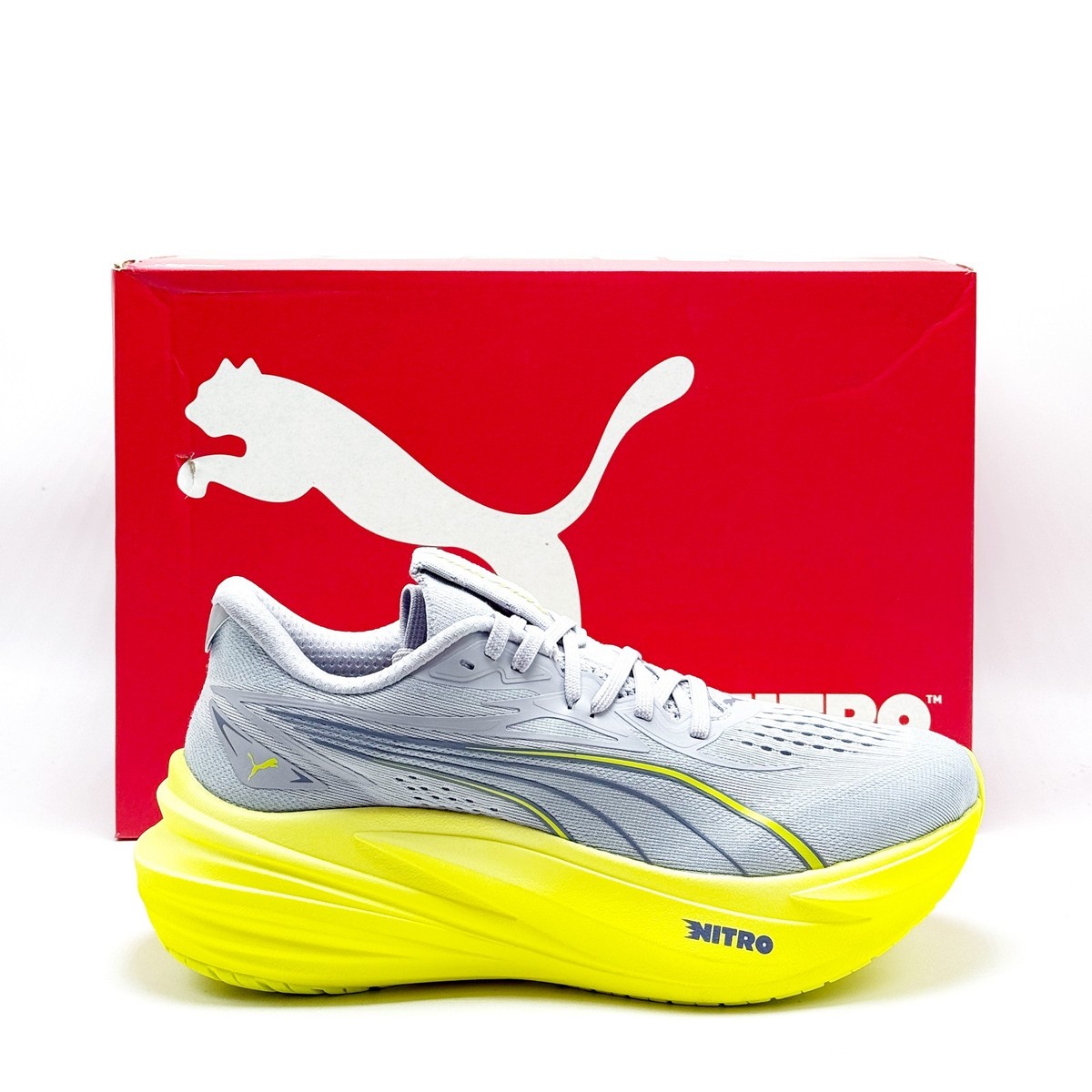 NEW* MEN PUMA MagMax NITRO 2 Running Shoes VIBRANT SILVER GRAY