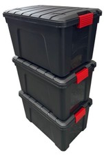 Solent Plastics 3 pack of 60 Litre Large Lidded Storage Trunks