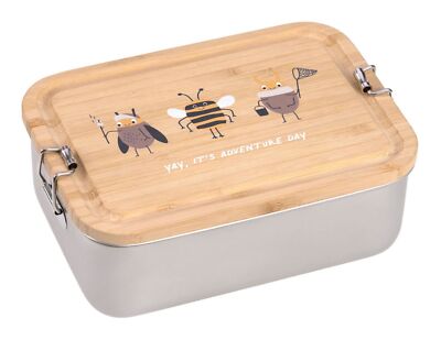 Lässig Lunchbox Stainless Steel Lunchbox Bamboo Nature silberfarben