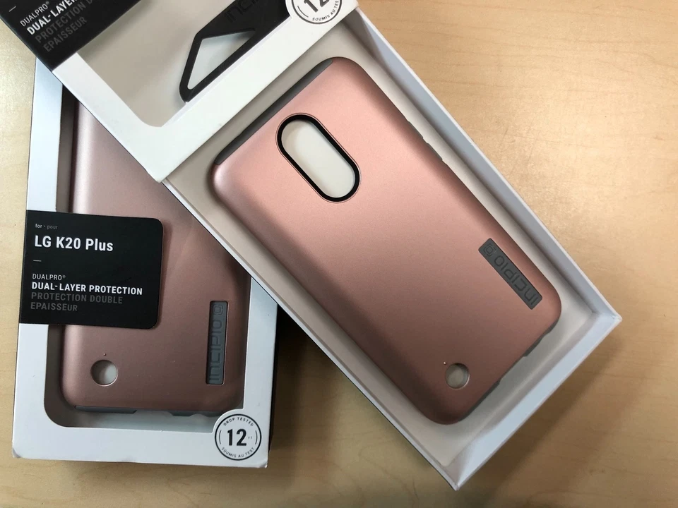 Funda Incipio Doble Capa para LG K20 Plus en Oro Rosa/Gris Foto 2 de 2