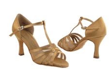 Salsera 16612 Brown Satin ballroom Rumba Mambo Latin Dance Shoes heel 3 Size 7.5