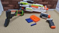 NERF Modulus ECS-10 Motorized Gun w/Stock Barrel Grip Clip Missing Battery Cover