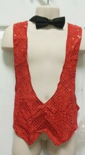 Faux Sequin vest Red intermediate child spandex back Dance costume item