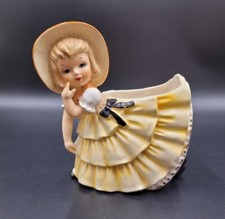 Relpo Planter Lady Bonnet Yellow Dress K756 Ceramic Hand Painted