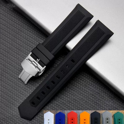 Soft Rubber Smart Bracelet Sports Watch Band Watch Strap 12-26mm Butterfly Clasp