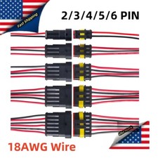 2/3/4/6-Pin Way Car Waterproof Male Female Electrical 18AWG Wire Connector Plug
