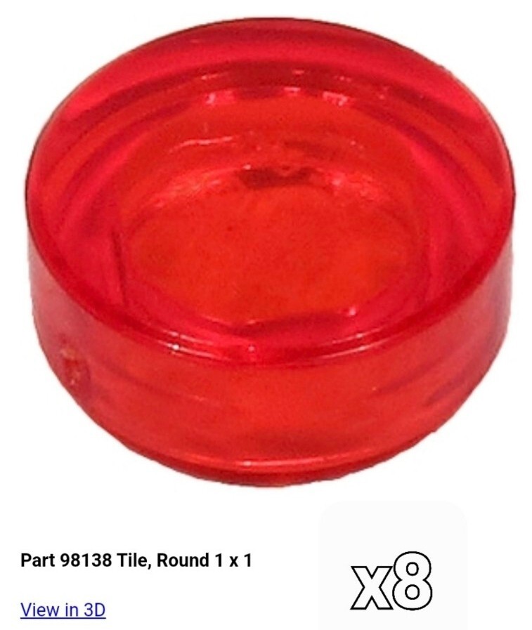 シングレット NEW LEGO x8 TRANS RED Tile, Round 1 x 1 98138 6258607 4646864 | eBay
