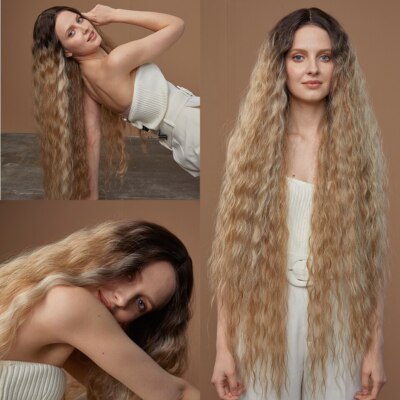 Synthetic Curly Lace Wig Mid Part Cosplay Deep Wave Heat