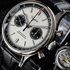 Sugess Chrono Heritage SWANNECK Panda Dial Chrono Watch SEAGULL 1963 SUPANK002SN