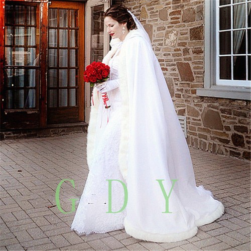 white faux fur cloak