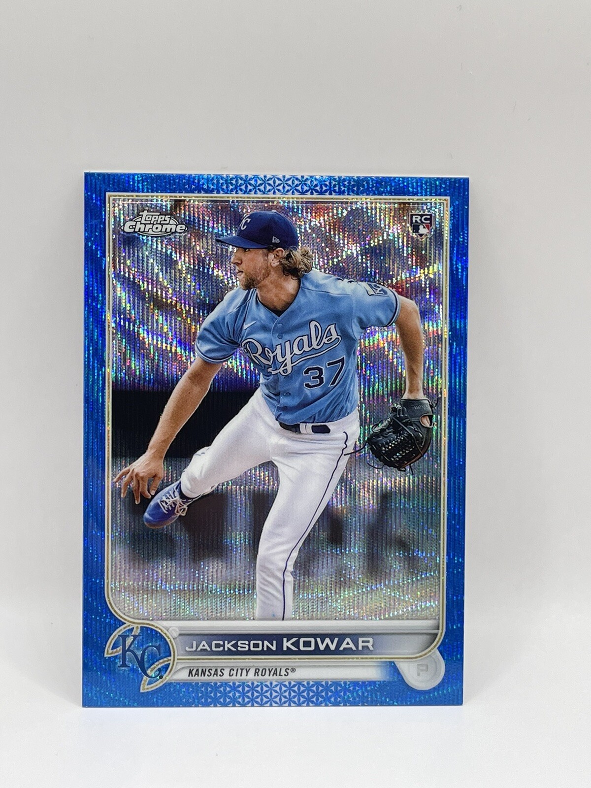 2022 TOPPS CHROME #188 JACKSON KOWAR ROOKIE RC BLUE WAVE REFRACTOR /75 Royals