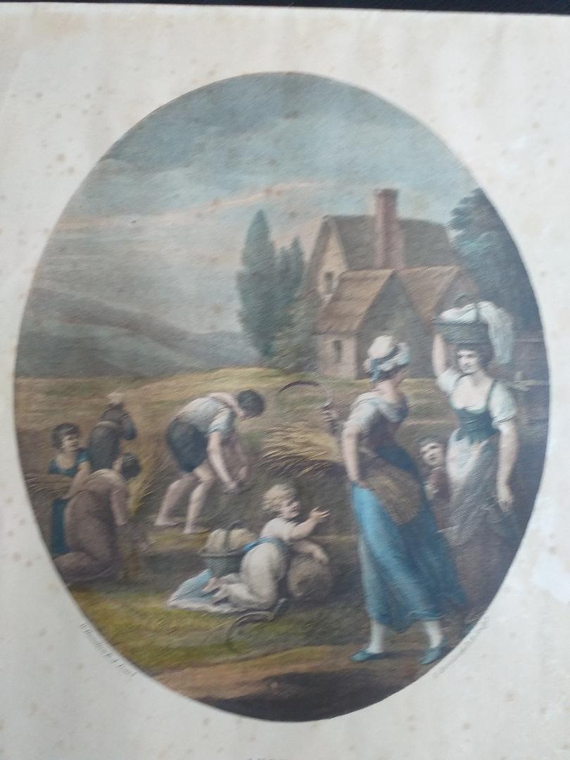 Bartolozzi F., two original etchings late 19th century "December" and "August" .