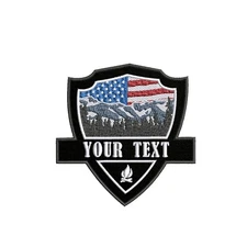 CUSTOM YOUR NAME Personalized USA Flag Patch Mountain Campfire Embroidered Iron