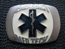 EMT EMERGENCY MED TECH LOGO BELT BUCKLE VINTAGE RARE 1980s USA PARAMEDICS 
