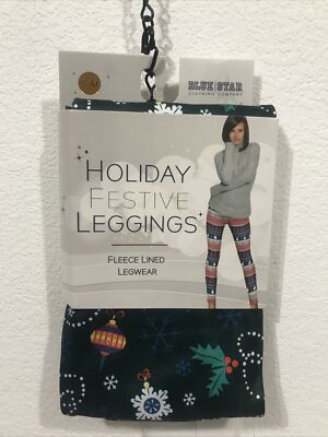 HOIDAY FESTIVE LEGGINGS FLEECED LINED LEGWEAR S/M MULTICOLOR (11-TW-347)