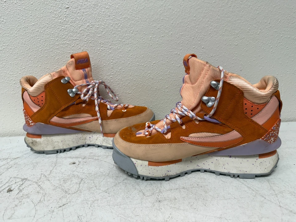 Fila Womens Renno Multi Trekking Suede Lifestyle Sneakers Shoes Orange Size 9 - Image 2 of 4