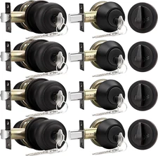 Probrico Entry Door Knob and Single Cylinder Deadbolt Lock Combo Set, Keyed Alik