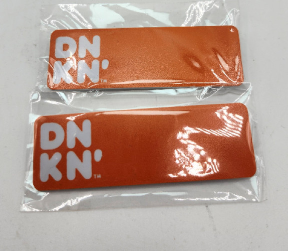 BRAND NEW SEALED SET OF 2 DUNKIN' DONUTS NAME TAGS