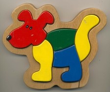Holzspielzeug Rahmenpuzzle Motorikspielzeug Steckspiel - Hund aus Holz gebraucht