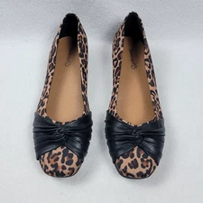 Baretraps Chainey Ballet Flats Women's Shoes 8.5 M Brown Leopard Print Slip-Ons
