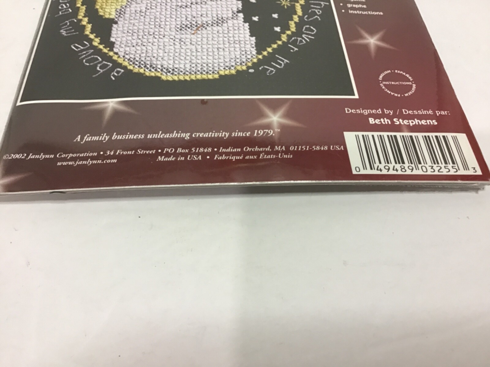 2002-JANLYNN CORP "MY GUARDIAN ANGEL" SNOWMAN 5" x 7" COUNTED CROSS STITCH KIT
