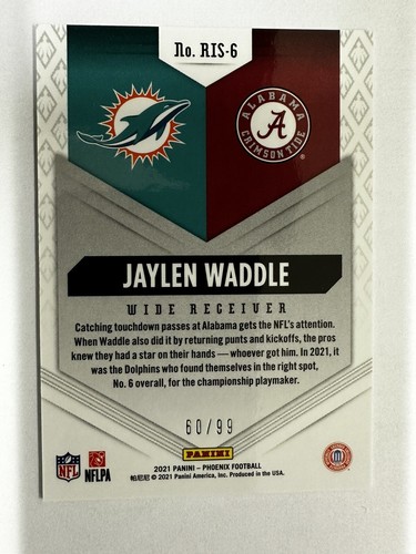 2021 Panini Phoenix - Rookie Rising Orange #RIS-6 Jaylen Waddle /99 (RC) - Picture 3 of 3