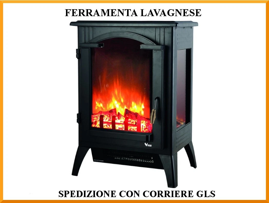 Falso Chimenea Eléctrica Estufa 1000-2000 W Vigor Vatra 2 Potencias Llama