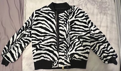 NWT Supreme NY Men's Black Zebra Reversible MA-1 Bomber Jacket