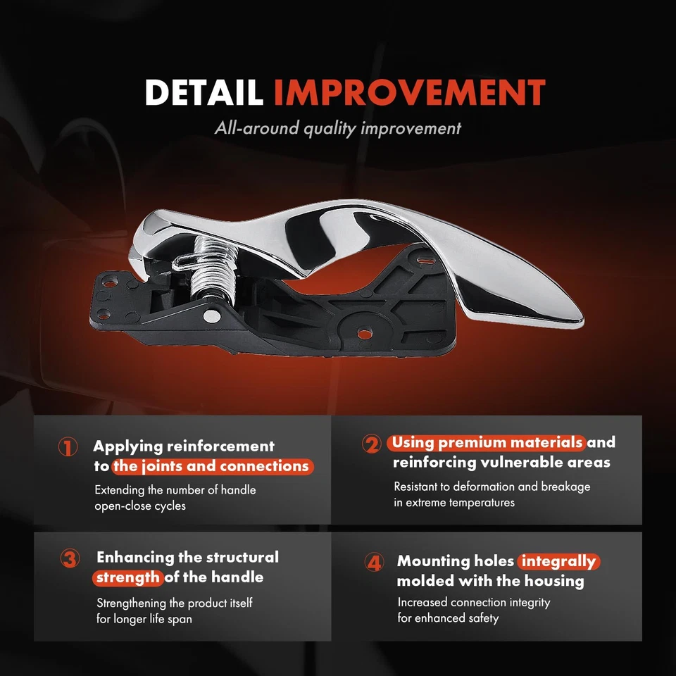 Manija de puerta interior de zinc cromado + base negra del lado del pasajero para Cadillac DeVille Foto 3 de 4