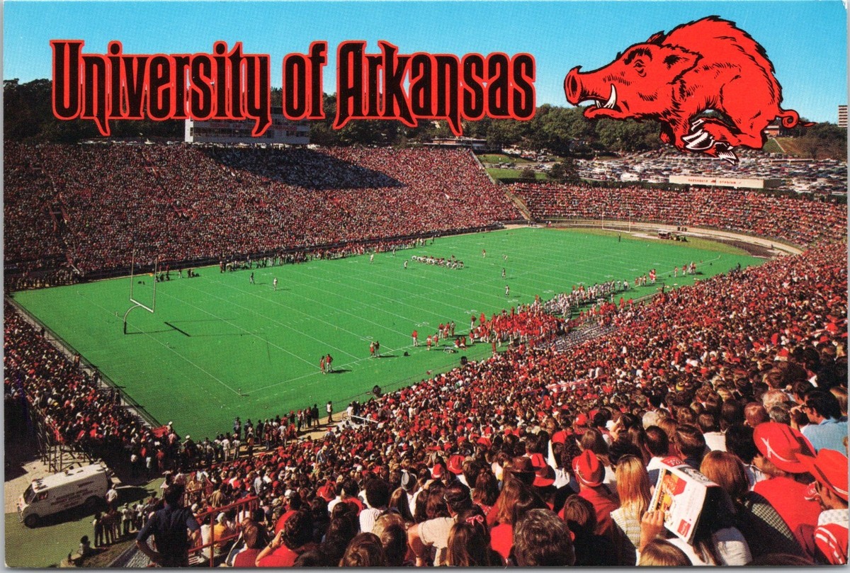 University Arkansas Razorback Stadium Fayetteville AR- 4x6 Postcard- Game  Action