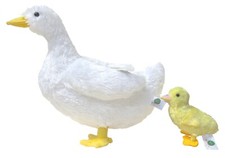 ADORE 13" Standing Donna the White Duck with Duckling Plush Stuffed Animal Toy