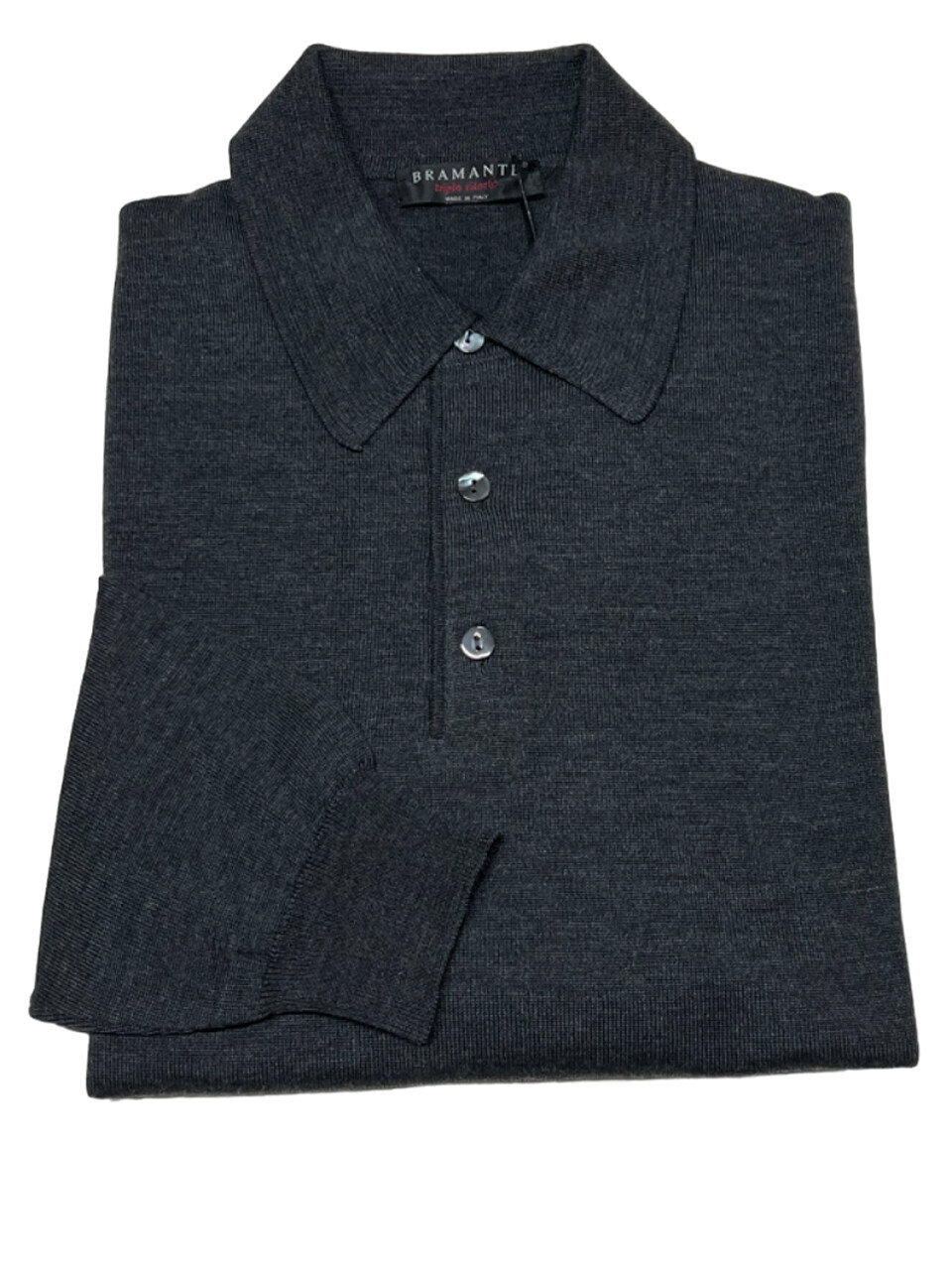BRAMANTE polo uomo маника лунга антрацит ТРИПЛО РИТОРТО 100% лана СДЕЛАНО В ИТАЛИИ