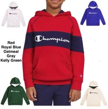 Champion Logo Kangaroo Pocket Fleece Pullover Hoodie 5 Colors Size 4-8 Unisex