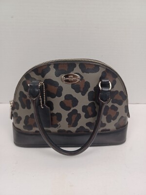 NWT Coach Mini Cora Domed Satchel Crossbody Ocelot Print & Coated Canvas F36219