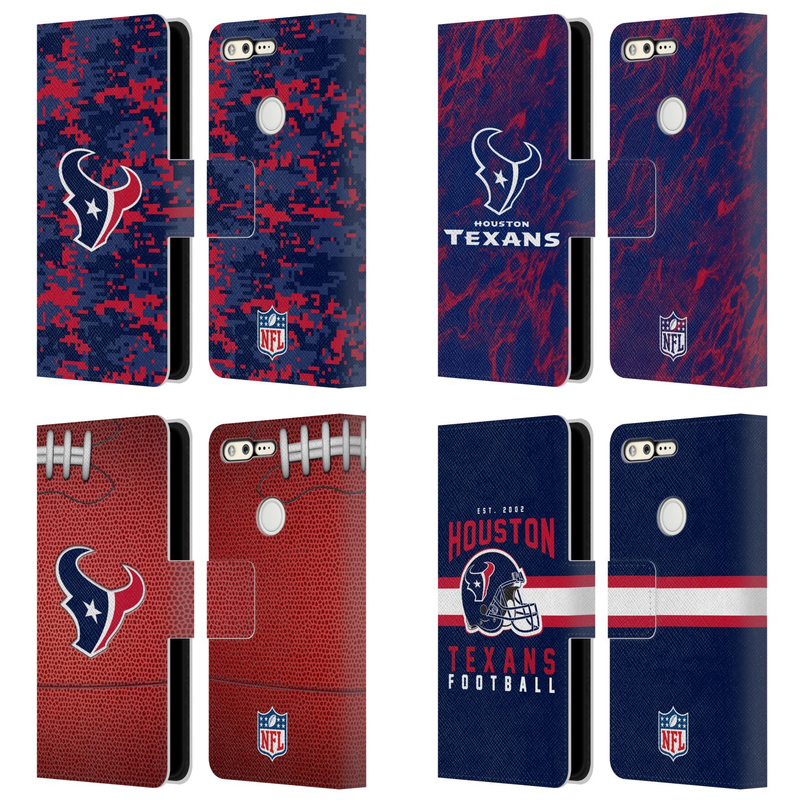 OFFICIAL NFL HOUSTON TEXANS GRAPHICS LEATHER BOOK WALLET CASE FOR GOOGLE PHONES